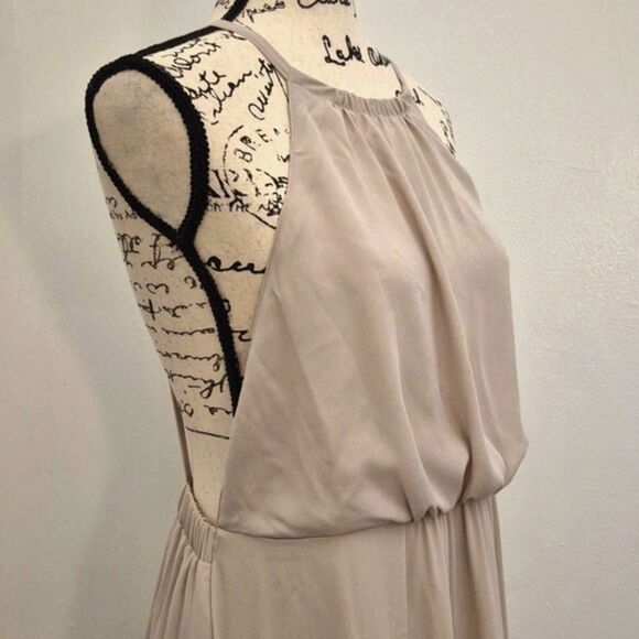 Show Me Your Mumu Amanda Maxi Dress XL Tan High Neck Empire Waist Open Back NWOT - Picture 7 of 10